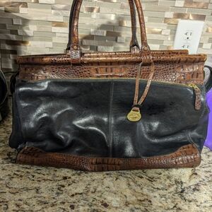 Brahmin Elegant Black and Brown (Pecan) Leather Bag